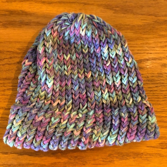Accessories - 3/$10 Handmade knitted purple green beanie